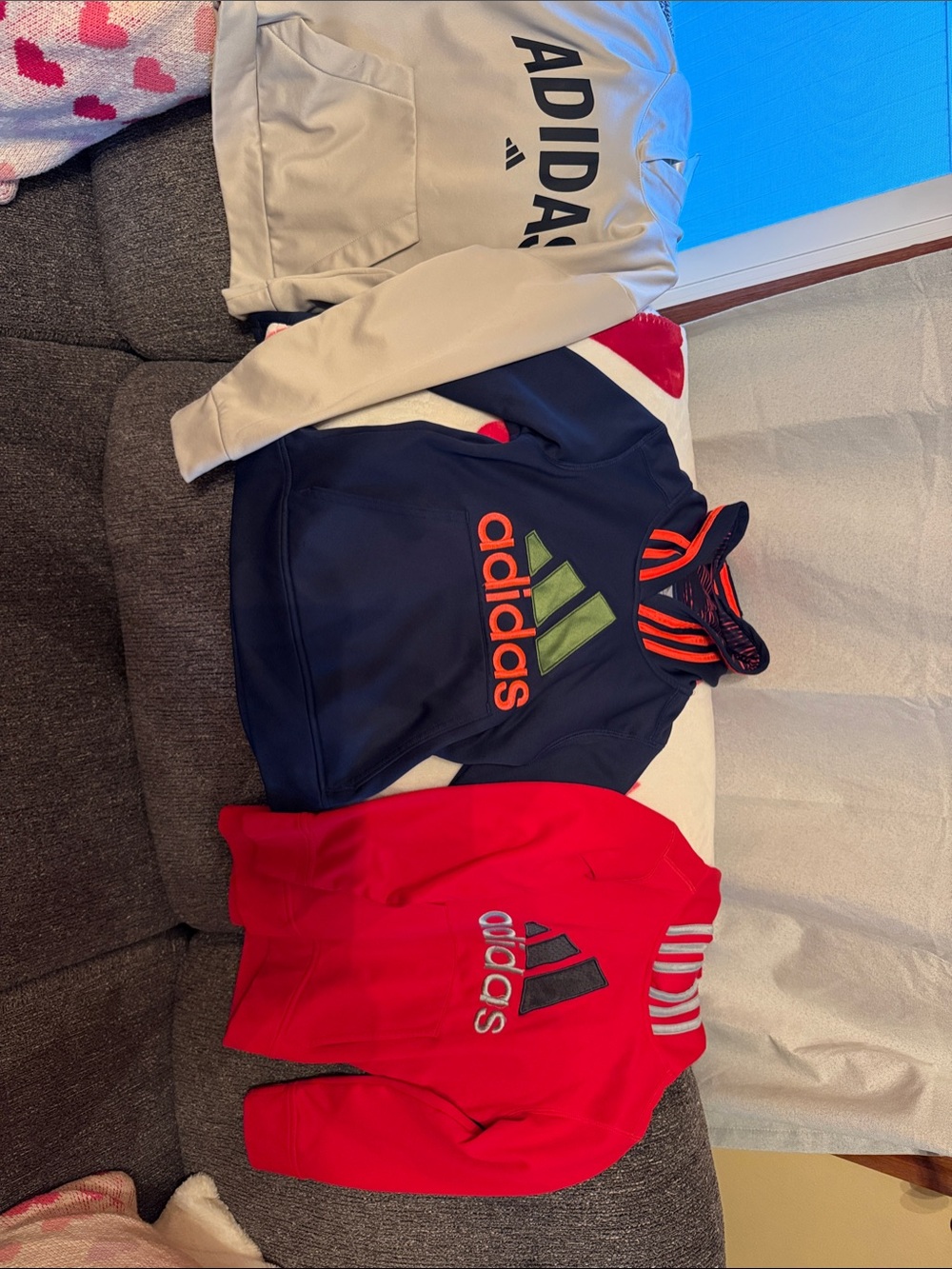 adidas Kids Hoodie Trio in Navy, Red, Cream